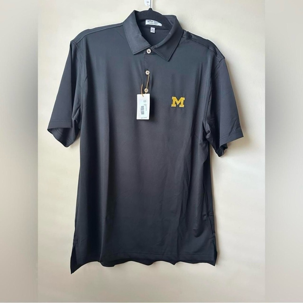 Peter Millar Summer Comfort Michigan Wolverines Golf Polo Mens Black Medium